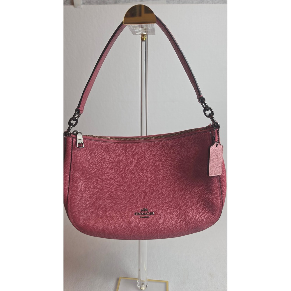 Coach Chaise Crossbody Bag Pink Pebbled Leather Gunmetal Hardware 56819 EUC